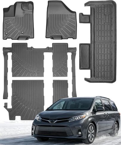 Floor Mats Compatible with Toyota Sienna 2013-2020(Only 8 Seats),All Weather Protection Duarble TPE Cargo Liner Accessories for Sienna 2013 2014 2015 2016 2017 2018 2019 2020 in Saudi Arabia