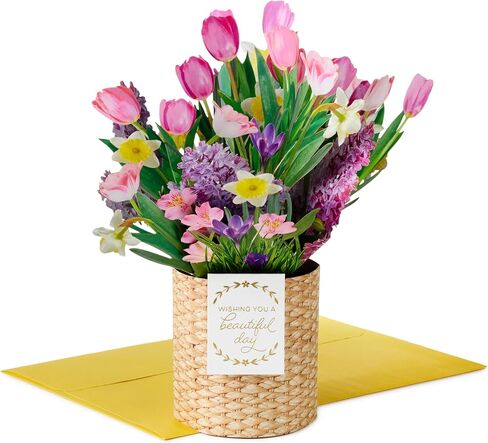 Hallmark Paper Wonder Large Pop-Up Card, Spring Flower Bouquet (Wishing You a Beautiful Day) for Birthdays, Easter, Mother's Day, Bridal Shower in Saudi Arabia