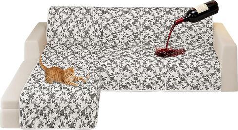 ALIECOM Sectional Couch Covers 100% Waterproof L Shape Sofa Cover Washable 2 Piece Printed Sectional Slipcovers with Chaise Pet Friendly Furniture Protector for Dogs (X-Large, Checkered Khaki) in Saudi Arabia