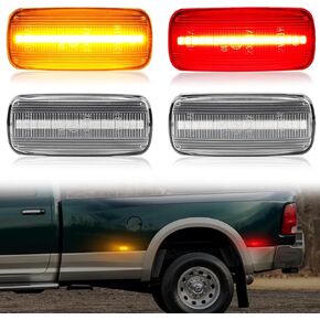 4 قطع LED مصابيح جانبية للحاجز المزدوج لـ 2010-2017 Ram1500 2500 3500، مصابيح أمامية وخلفية حمراء كهرمانية للسرير، مصابيح جانبية للعجلات المزدوجة، عدسات شفافة in Kuwait