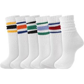Retro Striped Crew Socks for Women, Colorful Cotton Stretchy Slouch Scrunch Socks Athletic Sock 5-7 in Kuwait