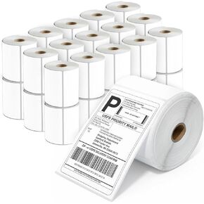 Spartan Industrial - ملصقات حرارية مباشرة مقاس 4 × 6 بوصات (عدد 7500، 30 لفة) - ملصقات شحن بريدية قابلة للطباعة للطرود والإرجاع - متوافقة مع طابعات Zebra وRolo in Kuwait