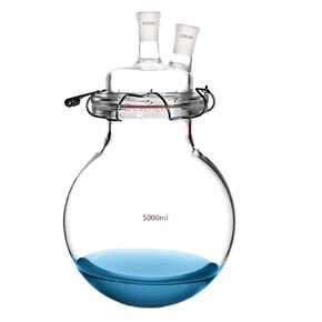 5000ml Glass Reactor 24/40 Two Necks Round Bottom 5L Lab Reaction Kettle W/2-Neck Lid & Steel Clamp in Kuwait