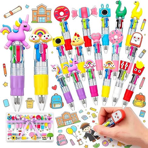 BESARME 16 Pcs Fun Pens for Kids, Multicolor Pens in One Easter Basket Stuffers Classroom Gifts for Students 4-in-1 Cute Pen Bulk for Birthday Party Favors in Saudi Arabia