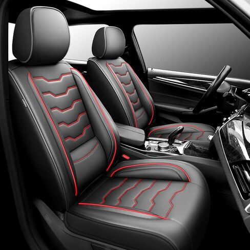 أغطية مقاعد السيارة Fit Terrain متوافقة مع GMC Terrain 2011-2025 2026 - مجموعة كاملة من الجلد الفاخر، مقاومة للماء وجيدة التهوية، وسادة مقعد حماية ووسادة هوائية متوافقة مع جميع الأحوال الجوية (بني وأسود) in Kuwait