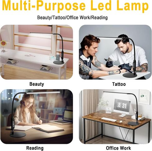 CGBE Nail Light for Desk: 360° Adjustable Nail Lamp for Desk with 3 Color Modes 5 Brightness, 23.6-Inch Led Desk Lamp for Salon Manicurist Tattoo Crafts Sewing Work Reading Game in Kuwait