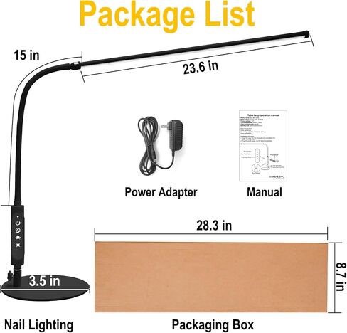 CGBE Nail Light for Desk: 360° Adjustable Nail Lamp for Desk with 3 Color Modes 5 Brightness, 23.6-Inch Led Desk Lamp for Salon Manicurist Tattoo Crafts Sewing Work Reading Game in Kuwait