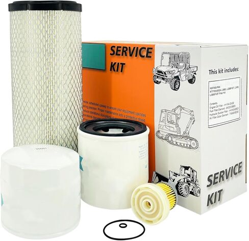مجموعة صيانة فلتر الهواء Euro K1211-82320 مناسبة لفلتر Kubota BX22D BX23S BX23D BX1880 BX2360 BX2380 BX2230 Rep HH150-32430/HHK20-36990 فلتر الزيت/ناقل الحركة (أبيض-K1211-82320) in Kuwait