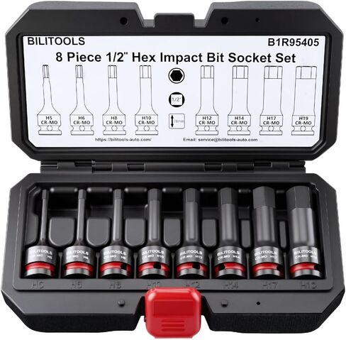 بيليتولز 8 قطع من مجموعة مقابس Impact XZN ثلاثية مربعة الشكل محرك 1/2 بوصة، M5-M18، فولاذ Cr-Mo in Kuwait