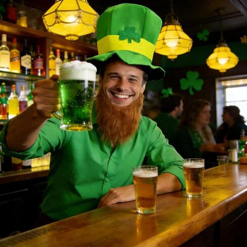 Shamrock Green Top Hat for St. Patrick's Day, Velvet Leprechaun Hat for Adults, Clover St Patricks Cap in Saudi Arabia