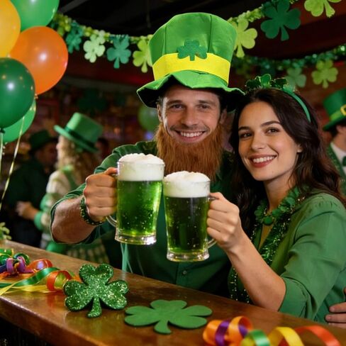 Shamrock Green Top Hat for St. Patrick's Day, Velvet Leprechaun Hat for Adults, Clover St Patricks Cap in Saudi Arabia