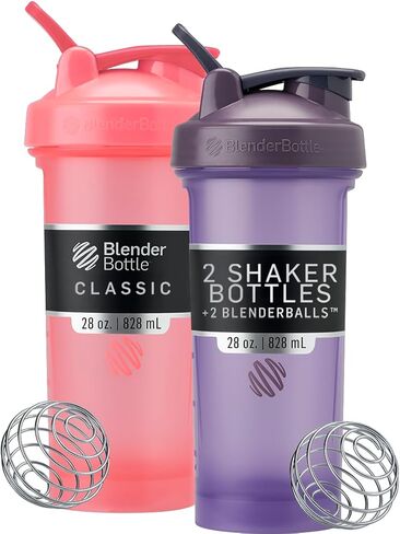 BlenderBottle Classic V2 Shaker Bottle مثالية لبروتينات البروتين والتمرين المسبق ، 28 أونصة (2 عبوة) ، وردي وأرجواني in Kuwait