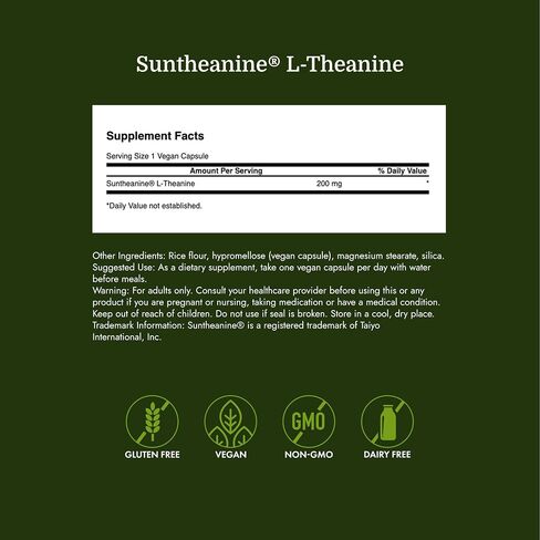 Swanson amino acid potency suntheanine l-theanine 200 ملليغرام 60 كبسولات الخضار in Kuwait