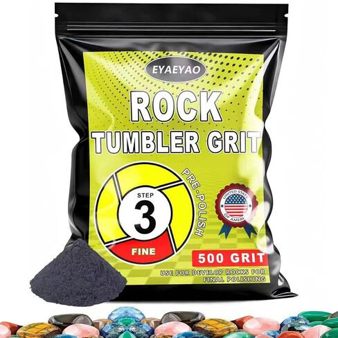 500 Fine Silicon Carbide, Step 3 Pre-Polished Stone, Compatible with All Rock Tumbler, Rock Polisher, Silicon Carbide for Pre-Polished - 8 oz in Saudi Arabia