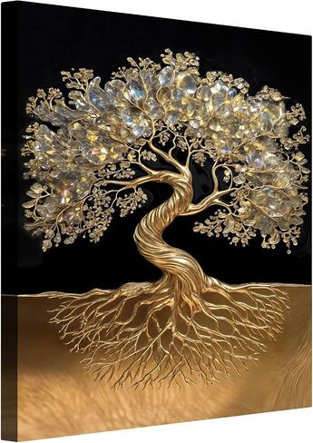 TAILORED CANVASES Tree of Life Wall Decor – Luxury Canvas Artwork with Healing Crystal Design, Minimalist Theme for Living Room, Large Spiritual Print, Crystal Tree Decorations, Modern Accent 32x48 in Saudi Arabia