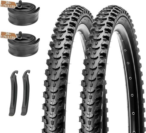 مجموعة إطارات الدراجات الجبلية Mohegia: 2 حزمة 20/22/26x2.125 بوصة استبدال إطارات الدراجات القابلة للطي والزوج 20/24/26 بوصة صمام Schrader مع رافعات الإطارات in Kuwait