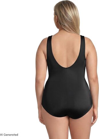 LANDS 'LAND' Women's Tummy Control Clorine Clorine Recout Neck Cup Cup Tugless Sporty One Piece One Piece Swimsuit in Kuwait