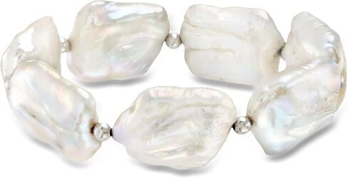 Ross-Simons 17-20mm Cultured Baroque Pearl Stretch Bracelet With Sterling Silver in Saudi Arabia