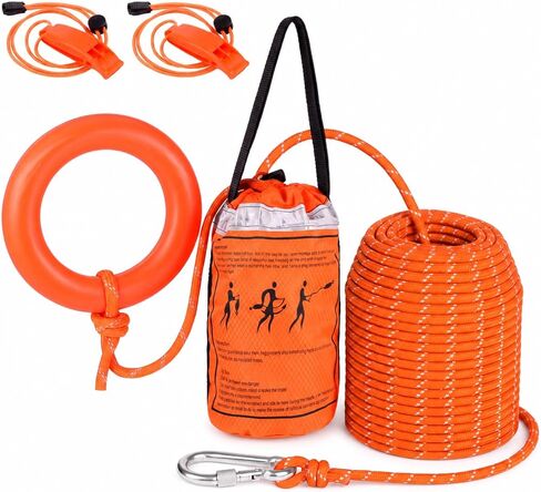 Water Rescue Throw Bag with 70 ft x 3/10 Inch Rope and 2 Emergency Whistles with Lanyard Emergency Rescue Rope Rated to 1844lbs for Kayaking Boating Fishing Rafting, High Visibility in Saudi Arabia