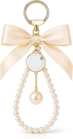 GALPADA Bow Keychain, Vintage Pearl Keychain, Beige Car Key Chain Bag Charms for Handbags Tote Purse Accessories in Saudi Arabia