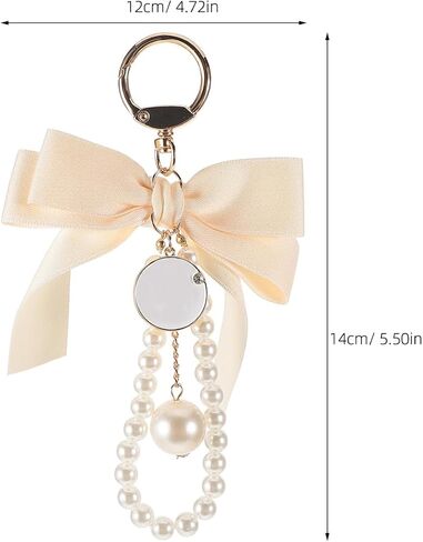 GALPADA Bow Keychain, Vintage Pearl Keychain, Beige Car Key Chain Bag Charms for Handbags Tote Purse Accessories in Saudi Arabia