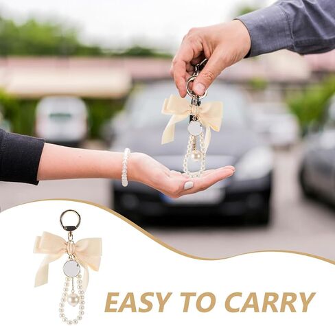 GALPADA Bow Keychain, Vintage Pearl Keychain, Beige Car Key Chain Bag Charms for Handbags Tote Purse Accessories in Saudi Arabia