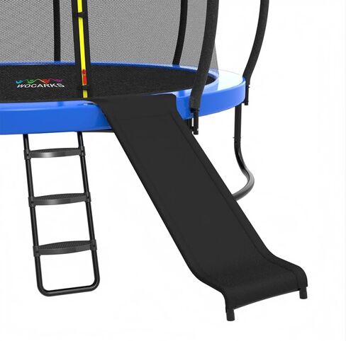 Combo Universal Trampoline Slide & Ladder - مقاوم للطقس ، تجميع سهل ، خطوات غير قابلة للانزلاق ، انزلاق ناعم ، سلس ، مضغوط ، آمن ، يناسب معظم الترامبولين (الفضة) in Kuwait