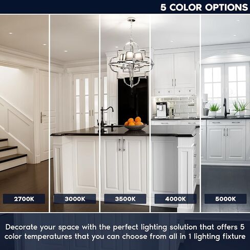 LUXRITE 4 بوصة ضوء غائر، مصباح كشاف LED متراجع بدون غطاء، 5CCT 2700K-5000K، CRI90، 22W، 1700 لومن خرج عالي، 38 درجة، حافة بيضاء مربعة قابلة للتبديل، قابلة للتعتيم، IC & رطب in Kuwait
