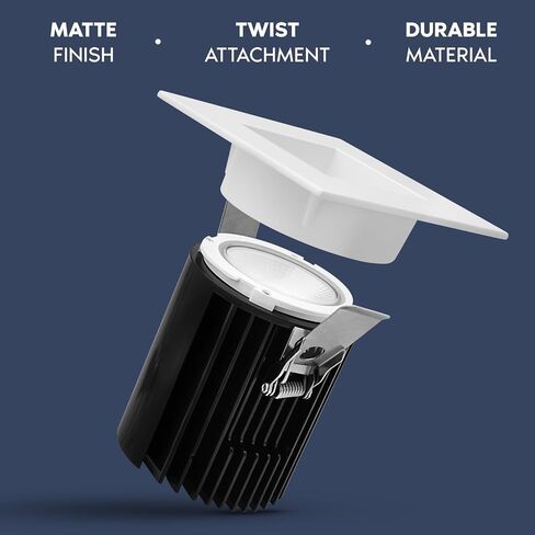 LUXRITE 4 بوصة ضوء غائر، مصباح كشاف LED متراجع بدون غطاء، 5CCT 2700K-5000K، CRI90، 22W، 1700 لومن خرج عالي، 38 درجة، حافة بيضاء مربعة قابلة للتبديل، قابلة للتعتيم، IC & رطب in Kuwait