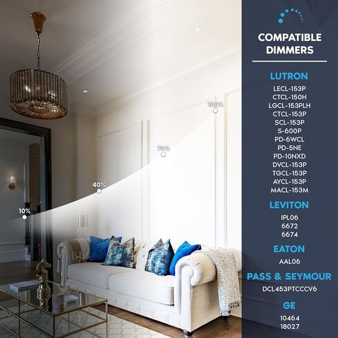 LUXRITE 4 بوصة ضوء غائر، مصباح كشاف LED متراجع بدون غطاء، 5CCT 2700K-5000K، CRI90، 22W، 1700 لومن خرج عالي، 38 درجة، حافة بيضاء مربعة قابلة للتبديل، قابلة للتعتيم، IC & رطب in Kuwait