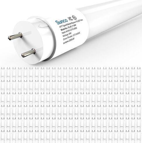 Sunco 50 Pack T8 LED Bulbs 4 Foot, Tube Light Bulbs Ballast Bypass, 48 Inch Fluorescent Replacement, 2200 LM, 18W, 5000K Daylight, Single Ended Power, Type B, Frosted Lens UL in Kuwait