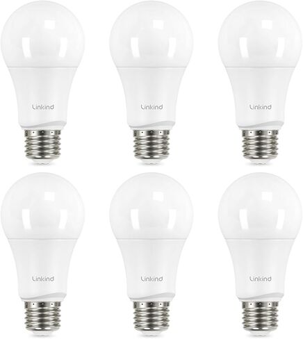 مصابيح الإضاءة LED Linkkind A19 قابلة للتعتيم، ما يعادل 60 وات، موفرة للطاقة 9 وات، 2700 ك، 800 لومن، قاعدة قياسية E26، إضاءة لغرفة النوم وغرفة المعيشة والمكتب المنزلي، 6 عبوات in Kuwait