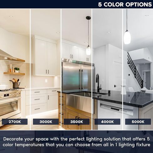 LUXRITE 4 بوصة ضوء غائر، مصباح كشاف LED متراجع بدون غطاء، 5CCT 2700K-5000K، CRI90، 22W، 1700 لومن خرج عالي، فيضان عريض 60 درجة، زخرفة مربعة من النيكل المصقول، ثنائي التعتيم، تصنيف IC & رطب in Kuwait