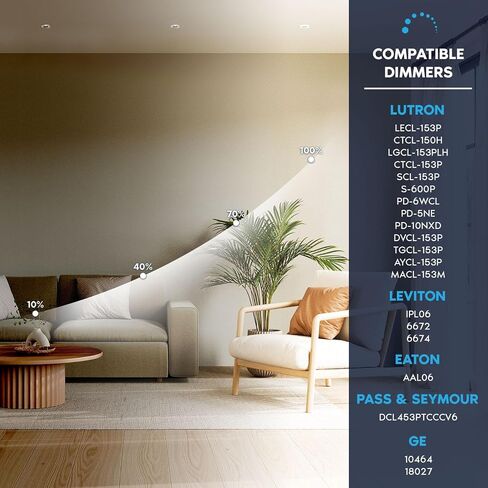 LUXRITE 4 بوصة ضوء غائر، مصباح كشاف LED متراجع بدون غطاء، 5CCT 2700K-5000K، CRI90، 22W، 1700 لومن خرج عالي، فيضان عريض 60 درجة، زخرفة مربعة من النيكل المصقول، ثنائي التعتيم، تصنيف IC & رطب in Kuwait
