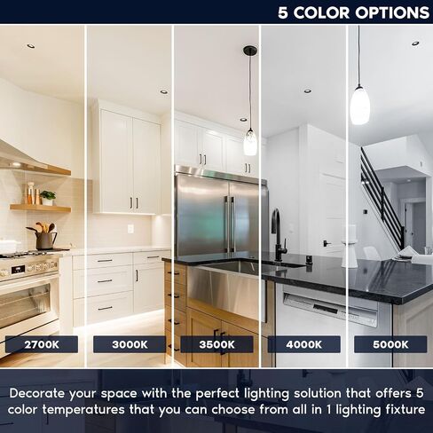 LUXRITE 4 بوصة ضوء غائر، مصباح كشاف LED متراجع بدون غطاء، 5CCT 2700K-5000K، CRI90، 22W، 1700 لومن خرج عالي، فيضان عريض 60 درجة، زخرفة سوداء مستديرة، ثنائي التعتيم، IC & رطب in Kuwait
