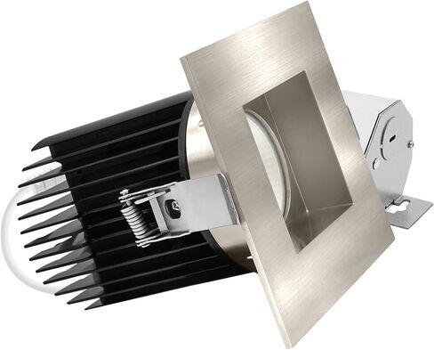 LUXRITE 4 بوصة ضوء غائر، مصباح كشاف LED متراجع بدون غطاء، 5CCT 2700K-5000K، CRI90، 22W، 1700 لومن خرج عالي، فيضان عريض 60 درجة، زخرفة مربعة من النيكل المصقول، ثنائي التعتيم، تصنيف IC & رطب in Kuwait