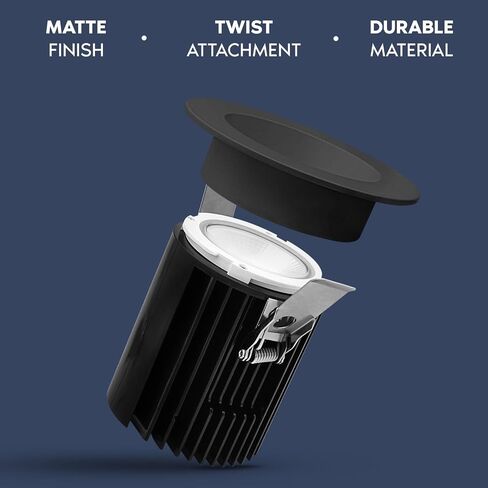 LUXRITE 4 بوصة ضوء غائر، مصباح كشاف LED متراجع بدون غطاء، 5CCT 2700K-5000K، CRI90، 22W، 1700 لومن خرج عالي، فيضان عريض 60 درجة، زخرفة سوداء مستديرة، ثنائي التعتيم، IC & رطب in Kuwait
