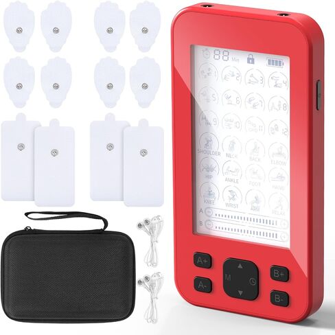 TENS Unit Muscle Stimulator, 3-in-1 TENS & EMS Stimulator Machine with 24 Modes & 20 Levels, Rechargeable EMS Massager for Neck, Shoulder, Sciatica & Back Pain Relief with 12 Pads, EVA Case in Kuwait