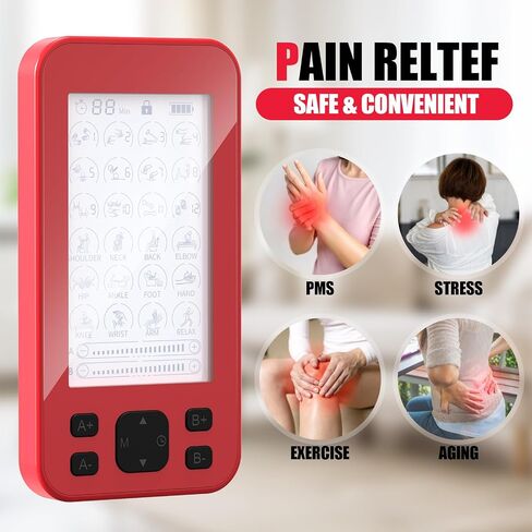TENS Unit Muscle Stimulator, 3-in-1 TENS & EMS Stimulator Machine with 24 Modes & 20 Levels, Rechargeable EMS Massager for Neck, Shoulder, Sciatica & Back Pain Relief with 12 Pads, EVA Case in Kuwait