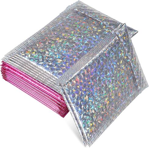 PRETYZOOM 16 Pcs Holographic Bubble Mailers Self-Sealing Padded Envelopes for Shipping and Mailing Sturdy Cushion Envelopes for Small Business Packaging in Kuwait
