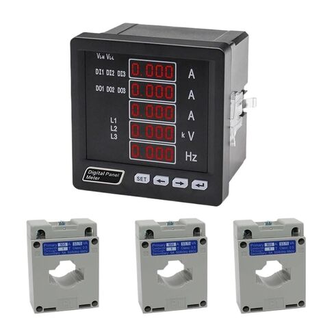AC0-450V 0-50A 200A 45-65 هرتز عداد لوحة رقمي متعدد الوظائف 3 مراحل أمبير الجهد ومقياس هرتز مع 3 قطعة أجهزة الاستشعار الحالية in Kuwait