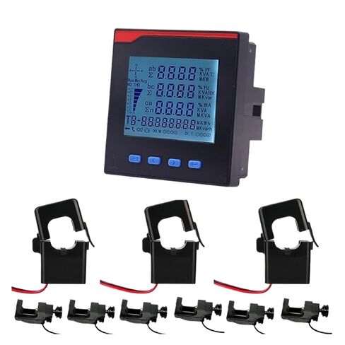 3 Phase Power Meter Ampere Voltage Kwh Watt VAR Power Factor LCD Multifunction Meter with Ampere Clamp Sensor CT in Kuwait