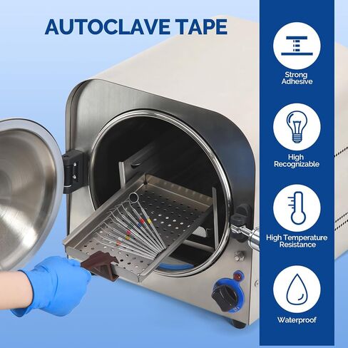 JMU 10 Rolls Colored Autoclave Tape, 216 ft x 0.4 in, Steam Sterilization Indicator Tape for Dental & Surgical Instruments, 270°F Autoclavable in Kuwait