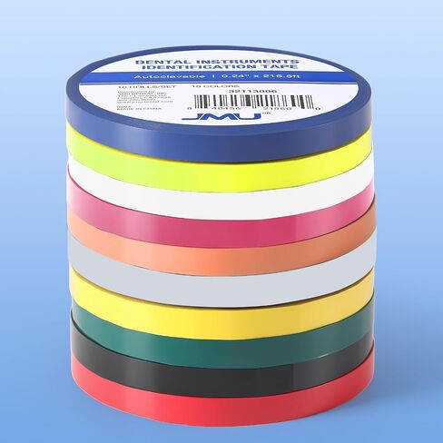 JMU 10 Rolls Colored Autoclave Tape, 216 ft x 0.4 in, Steam Sterilization Indicator Tape for Dental & Surgical Instruments, 270°F Autoclavable in Kuwait