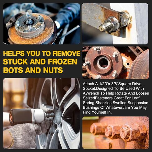محول مقبس مطرقة الهواء 32029، 37315 3/8 بوصة و37316 1/2 بوصة اهتزاز وكسر، مصمم للاستخدام مع مفتاح ربط للمساعدة في تدوير وفك أدوات التثبيت المضبوطة (قطعتان) in Kuwait