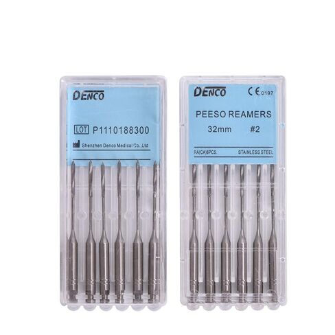 Annhua® Endodontics Stainless Steel Peeso Reamers Dental Root Canal Medical Instrument Engine Use for Root Canal (1~6# 28MM) in Kuwait
