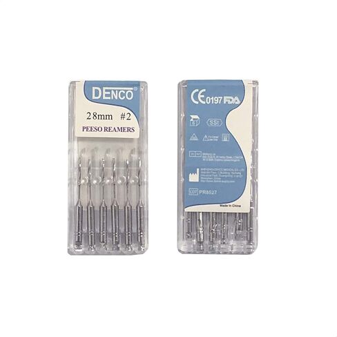 Annhua® Endodontics Stainless Steel Peeso Reamers Dental Root Canal Medical Instrument Engine Use for Root Canal (1~6# 28MM) in Kuwait