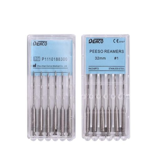 Annhua® Endodontics Stainless Steel Peeso Reamers Dental Root Canal Medical Instrument Engine Use for Root Canal (1~6# 28MM) in Kuwait