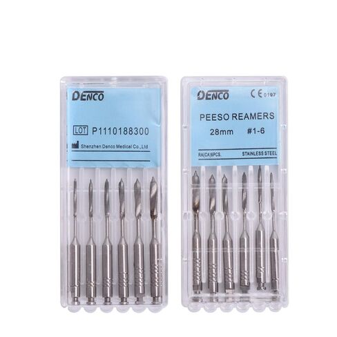 Annhua® Endodontics Stainless Steel Peeso Reamers Dental Root Canal Medical Instrument Engine Use for Root Canal (1~6# 28MM) in Kuwait