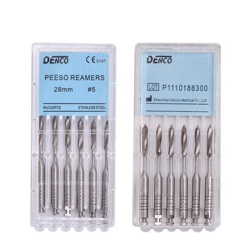 Annhua® Endodontics Stainless Steel Peeso Reamers Dental Root Canal Medical Instrument Engine Use for Root Canal (1~6# 28MM) in Kuwait